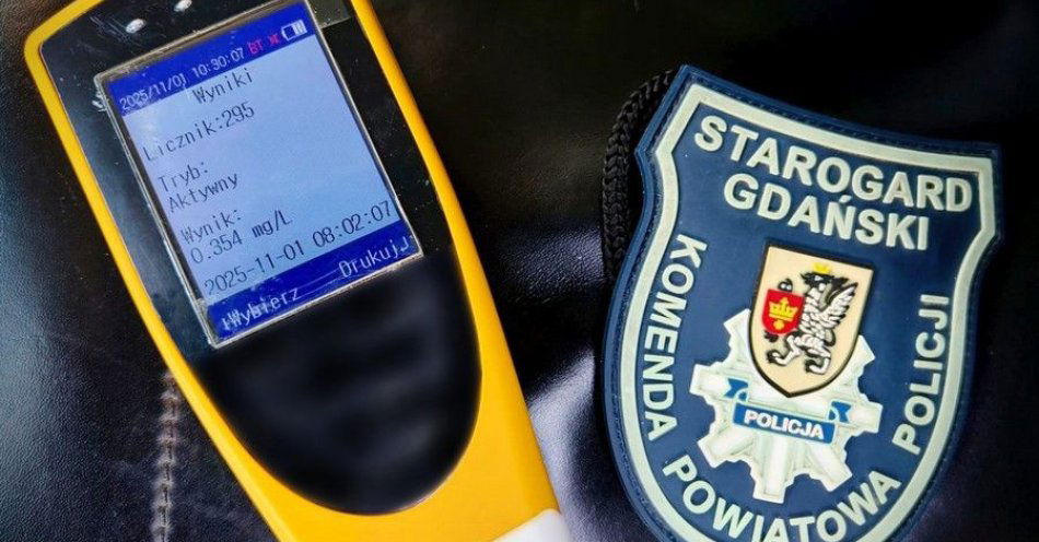 zdjęcie: Nietrzeźwy kierowca z mefedronem zatrzymany w Starogardzie / fot. KPP w Starogardzie Gdańskim