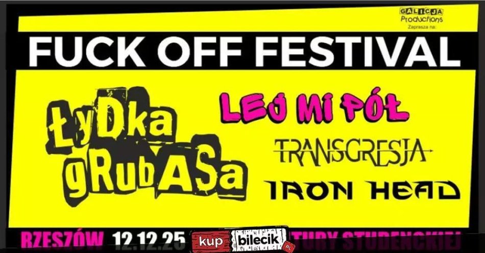 zdjęcie: Łydka Grubasa, Lej Mi Pół, Transgresja, Iron Head / kupbilecik24.pl / Łydka Grubasa, Lej Mi Pół, Transgresja, Iron Head