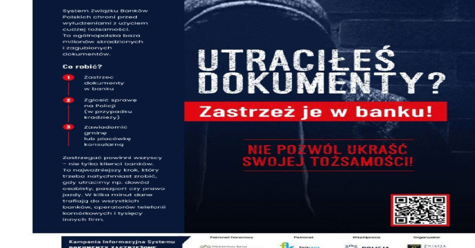 zdjęcie: Utraciłeś dokumenty tożsamości? Zastrzeż je w banku / fot. KPP Parczew