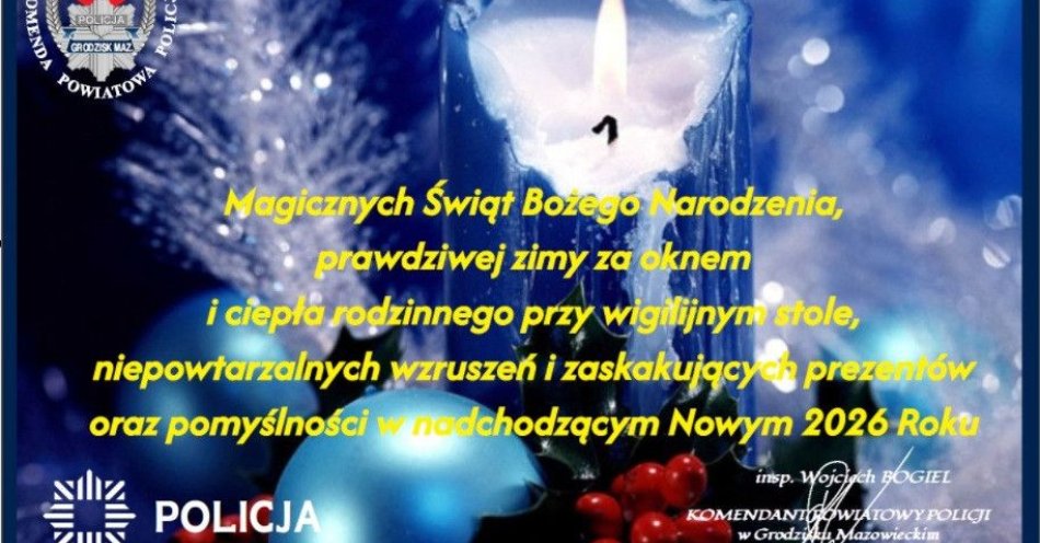 zdjęcie: Grodziscy policjanci składają świąteczne życzenia / fot. KPP w Grodzisku Mazowieckim