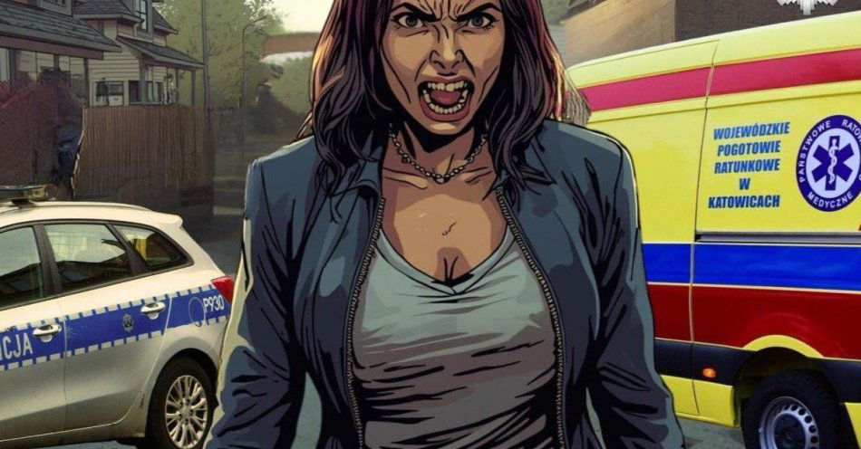 zdjęcie: Agresywna kobieta zaatakowała ratowników i policjantów w Żorach / fot. KMP w Żorach