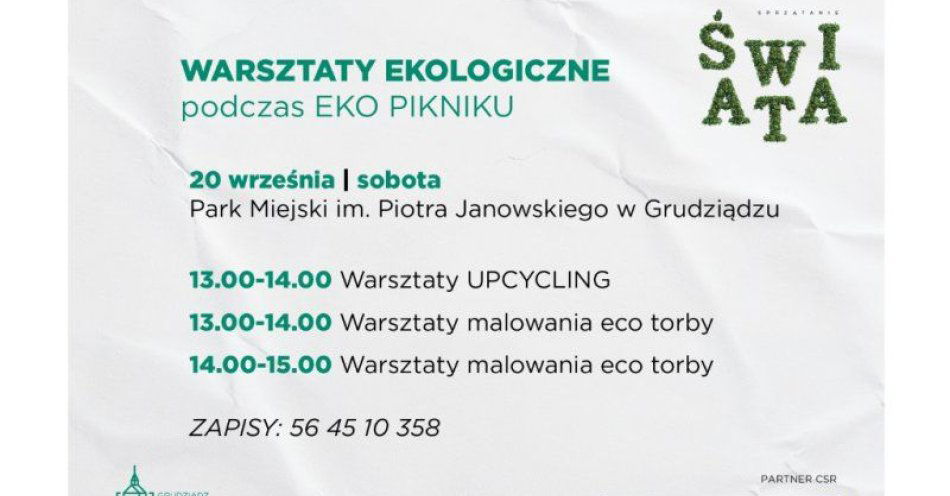 zdjęcie: Warsztaty podczas Eko Pikniku Grudziądz Zagrajmy w Zielone / fot. UM Grudziądz