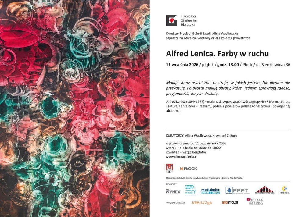 zdjęcie: Zaproszenie na wystawę Alfred Lenica. Farby w ruchu - Płocka Galeria Sztuki / fot. nadesłane
