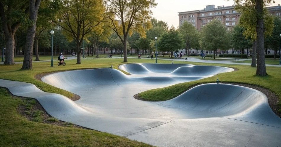 zdjęcie: Nowy pumptrack przy ul. Sportowej w Radziejowie. Miasto pozyskało unijne dofinansowanie / Pumptrack — nowoczesny tor rowerowy z asfaltowymi łukami /TMAI