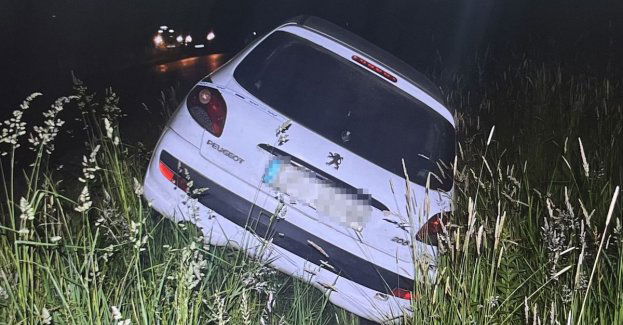 58-latka kierowała Peugeotem na zakazie, z promilami i wjechała do rowu