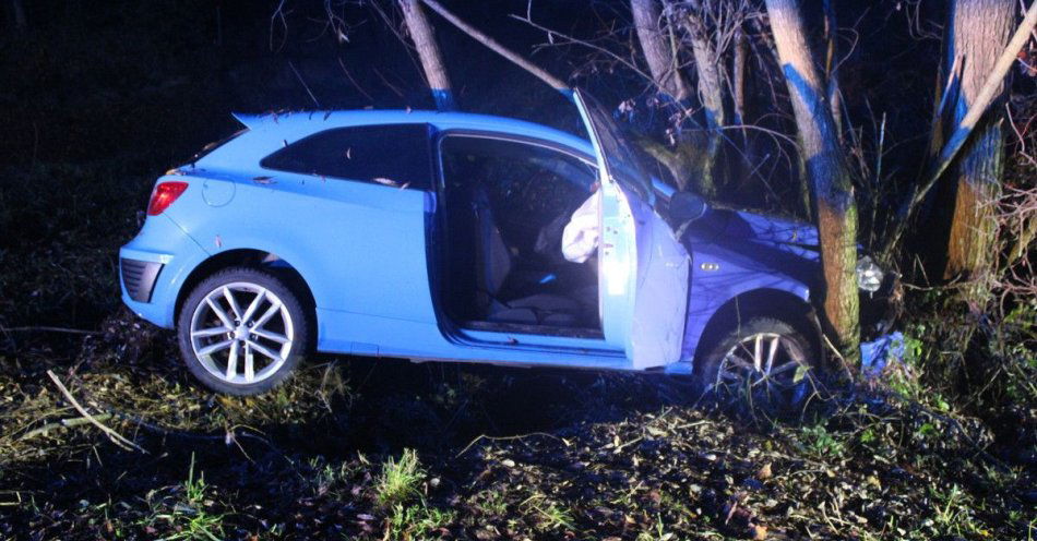 zdjęcie: Głębowice. Seat uderzył w drzewo, trzy osoby ranne / fot. KMP w Oświęcimiu