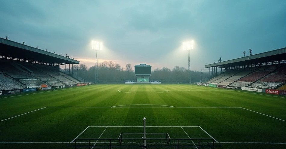 zdjęcie: Sport w Drezdenku - infrastruktura i kluby na co dzień / Boisko sportowe w małym polskim mieście, późna jesień, wczesny wieczór /TMAI
