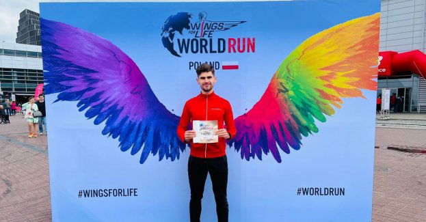 Pasja do biegania i pomagania! Sławieński policjant wziął udział w światowym biegu Wings for Life World Run