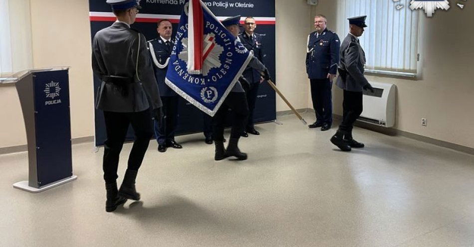 zdjęcie: Insp. Rafał Drozdowski nowym komendantem w Oleśnie / fot. KPP Olesno