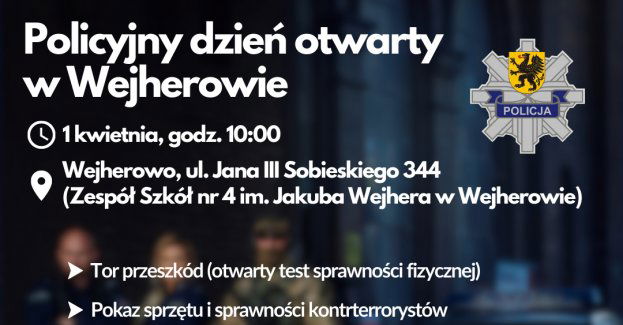 KWP w Gdańsku - doborowa sobota, czyli policyjny dzień otwarty – 1 kwietnia Wejherowo