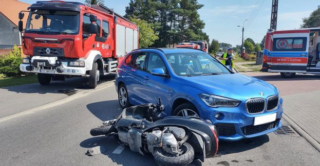 Kolizja drogowa z udziałem motocyklisty