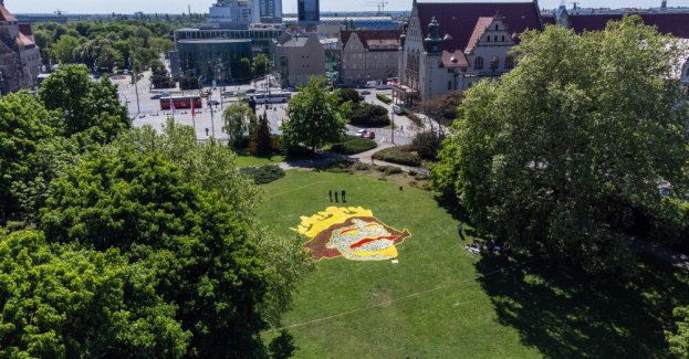 Kwietny wizerunek Bolesława Chrobrego w parku miejskim