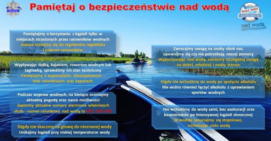 zdjęcie: Apelujemy o rozsądek podczas przebywania nad wodą! / fot. KPP Sejny