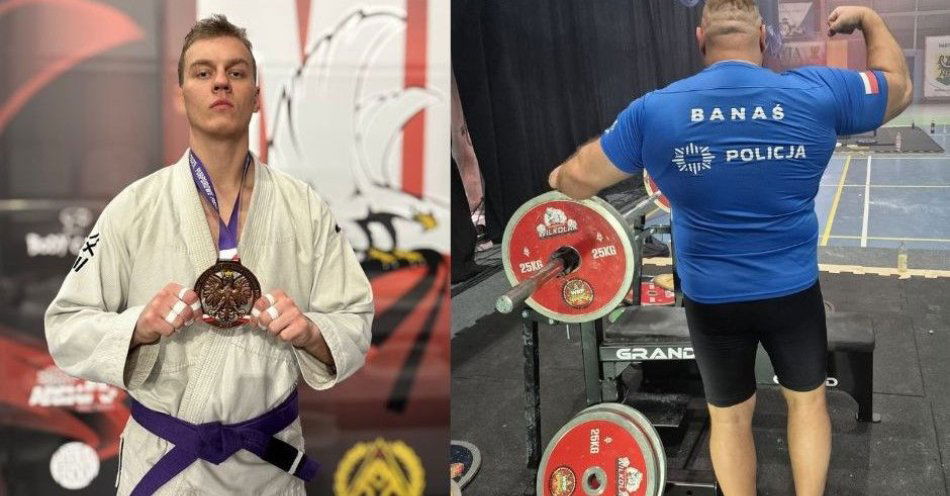 zdjęcie: Katowiccy policjanci z medalami w wyciskaniu i BJJ / fot. KMP w Katowicach