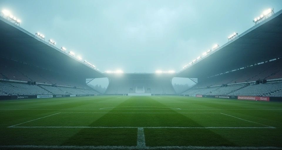 zdjęcie: JKS Jarosław - ponad wiek sportowych tradycji w mieście nad Wisłą / Stadion sportowy w małym polskim mieście, poranne mgły, filmowy ziarnistość /TMAI