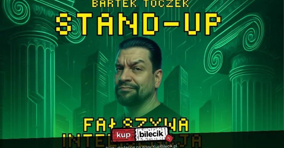 zdjęcie: Bartek Toczek w programie Fałszywa Inteligencja / kupbilecik24.pl / Bartek Toczek w programie Fałszywa Inteligencja