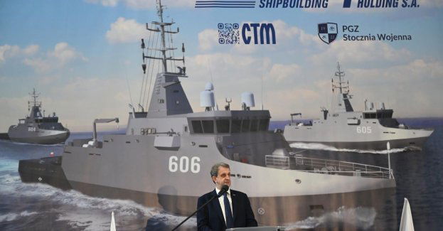Cięcie pierwszej blachy do budowy szóstego niszczyciela min typu Kormoran II