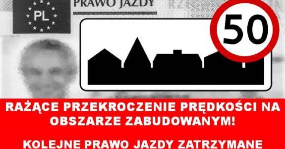 zdjęcie: Jechał 103 km/h w terenie zabudowanym Stracił prawo jazdy / fot. KPP w Dzierżonowie