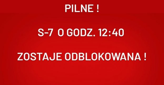 Trasa s-7 zostaje odblokowana całkowicie. planowany czas odblokowania do dnia 5 marca !