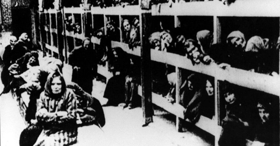 zdjęcie: Nawet umierający odzyskiwali chwilowo siły - relacje więźniów z wyzwolenia obozu Auschwitz / Oświęcim, .01.1945. Obóz koncentracyjny po wyzwoleniu przez Armię Czerwoną. Nz: więźniowie obozu w baraku na pryczach
PAP/CAF/Reprodukcja