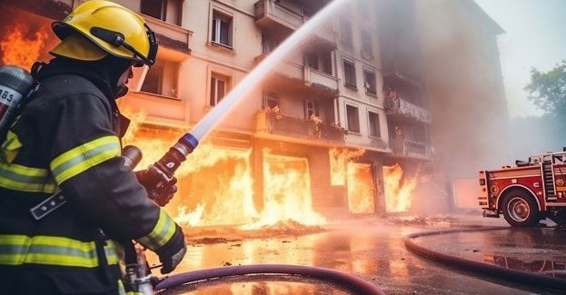 Spłonęła kamienica w Jezioranach, strażacy przeszukują pogorzelisko
