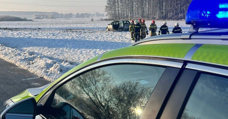 zdjęcie: Pijany kierowca z zakazem spowodował wypadek w Rososzycy / fot. KPP Ostrów Wielkopolski