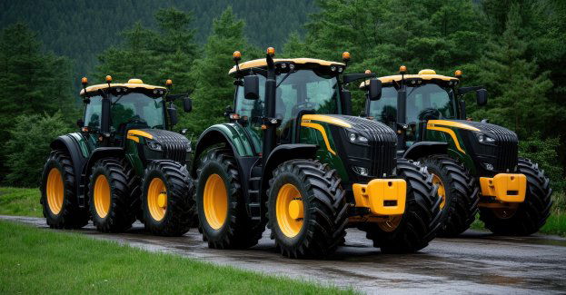 Traktory na przejściu granicznym w Lubieszynie