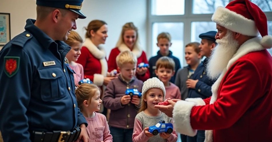 zdjęcie: Niebieski Mikołaj z Jawora rozdaje poduszki policyjne / TM/ przykładowa ilustracja