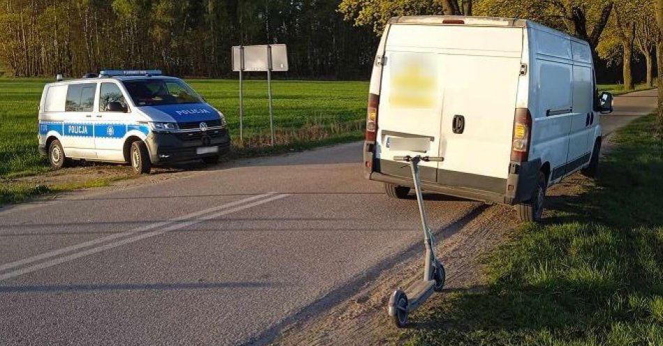 zdjęcie: Zdarzenie z udziałem kierującej hulajnogą i busa / fot. KPP w Działdowie