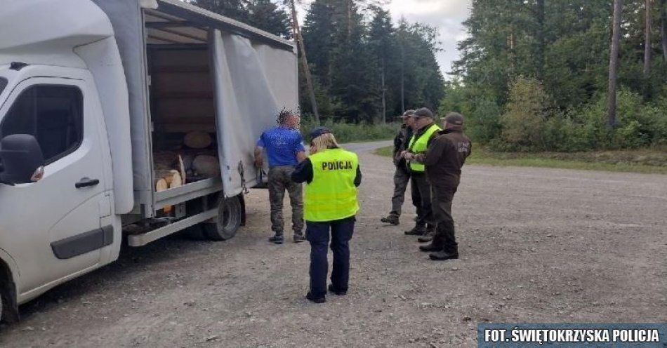 zdjęcie: Policjanci i leśnicy na straży zasobów lasu / fot. KPP Opatów