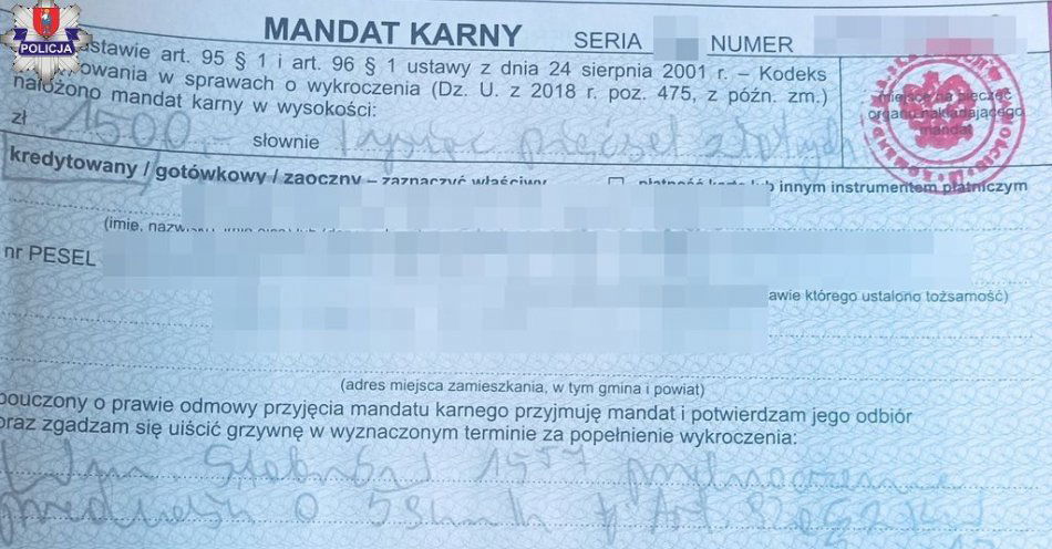 zdjęcie: Nadmierna prędkość przyczyną utraty uprawnień / fot. KMP Zamość