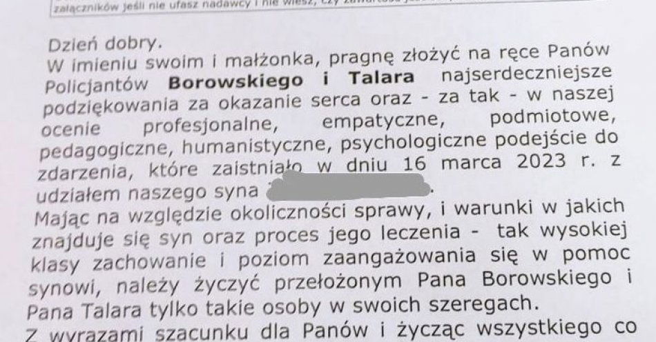 zdjęcie: Niezwykłą wrażliwością na los drugiego człowieka wykazali się policjanci kwidzyńskiej patrolówki / fot. KPP w Kwidzynie