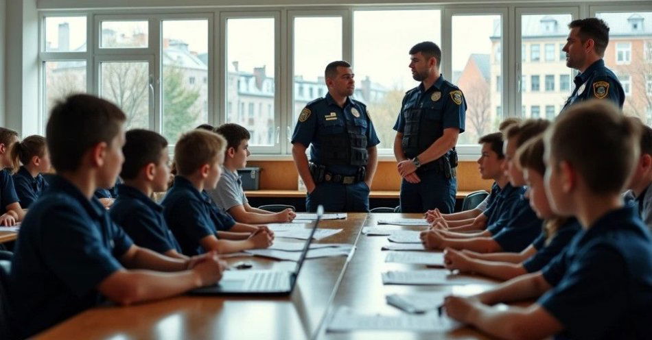 zdjęcie: Dzielnicowi uczą bezpieczeństwa w SP 4 w Jastrzębiu Zdroju / TM/ przykładowa ilustracja