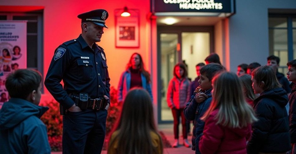 zdjęcie: Komenda w Oleśnie podświetlona na czerwono w obronie dzieci / TM/ przykładowa ilustracja