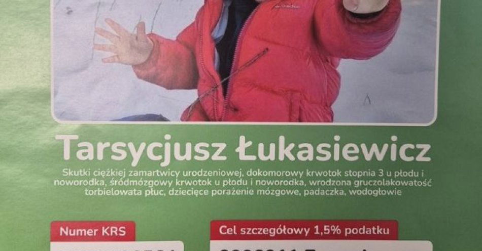 zdjęcie: Przekaż 1,5% podatku dla pięcioletniego Tarsycjusza / fot. KPP Jędrzejów