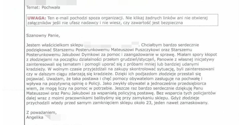 zdjęcie: Podziękowania dla policjantów z komisariatu nr 2 w Rudzie Śląskiej / fot. KMP w Rudzie Śląskiej