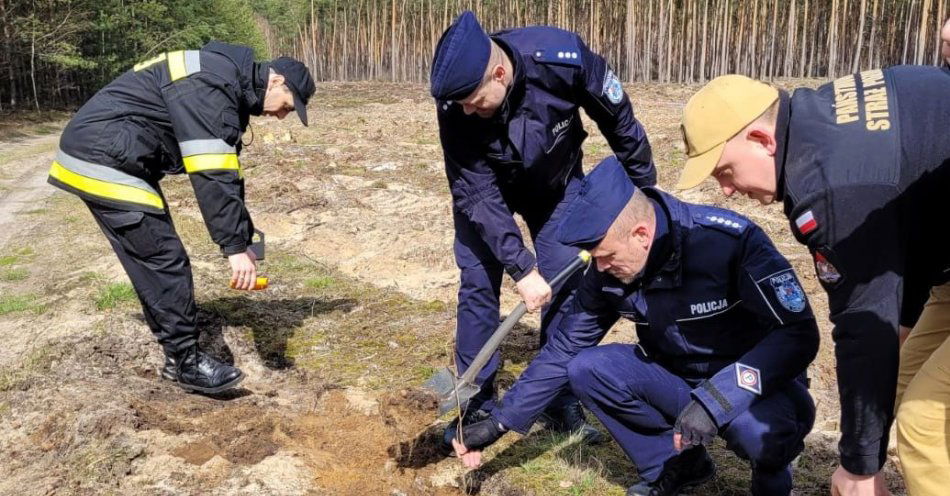 zdjęcie: Mundurowi z Torunia promują sadzenie drzew / fot. KMP w Toruniu