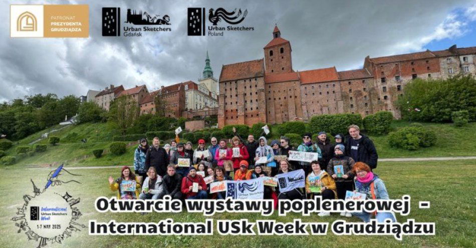 zdjęcie: Wernisaż prac pod majowym spotkaniu International Urban Sketchers Week / fot. UM Grudziądz