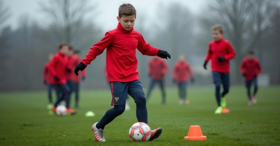 zdjęcie: Iskra Białogard tuż za liderem po rundzie jesiennej / Boisko treningowe lokalnego klubu pilkarskiego, zima, sportowy trening mlodziezowy /TMAI