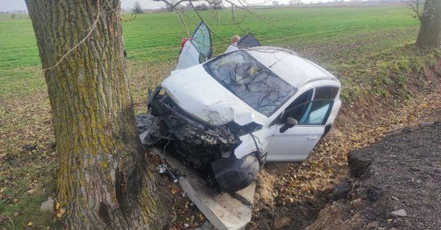 Ford Kuga uderzył w drzewo w Sucharzewie. Kierująca w szpitalu