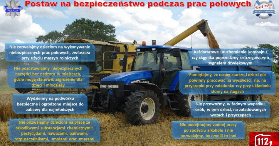zdjęcie: Bezpieczeństwo przy pracach polowych / fot. KPP Jędrzejów
