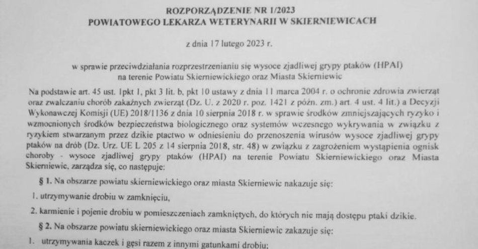 zdjęcie: Nakazy i zakazy związane z ptasią grypą / fot. KMP w Skierniewicach