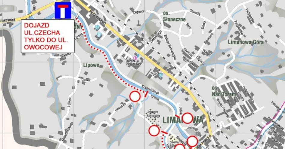 zdjęcie: W dniu 1 listopada zmiana organizacji ruchu przy cmentarzu w Limanowej / fot. KMP w Limanowej