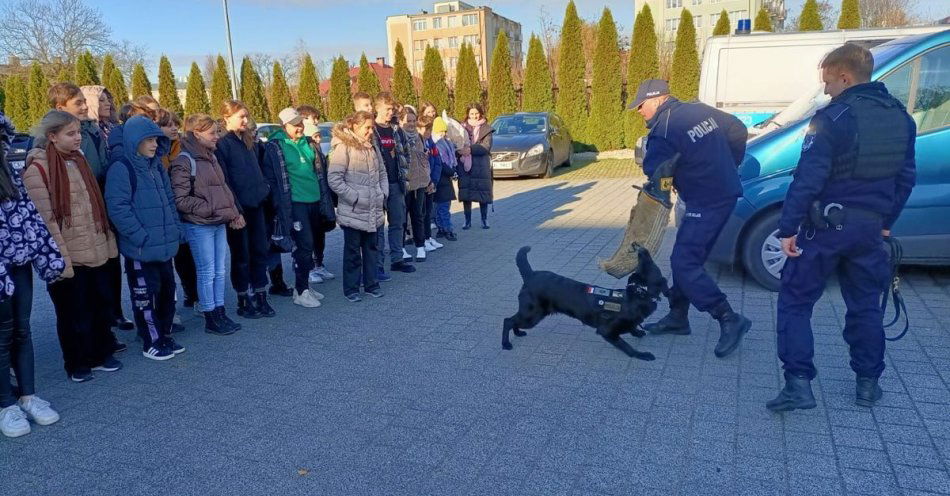 zdjęcie: Uczniowie ze Stawek odwiedzili aleksandrowskich policjantów / fot. KPP Aleksandrów