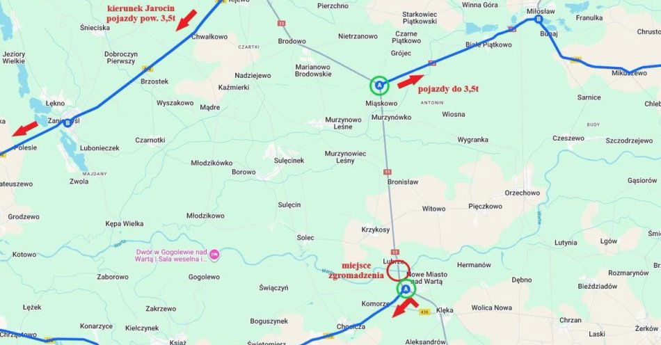 zdjęcie: Protest rolników zablokuje most w Nowym Mieście nad Wartą / fot. KPP Środa Wielkopolska