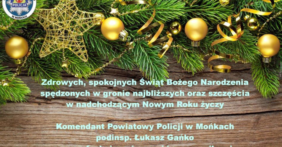 zdjęcie: Komendant policji z Mońek składa świąteczne życzenia / fot. KPP Mońki