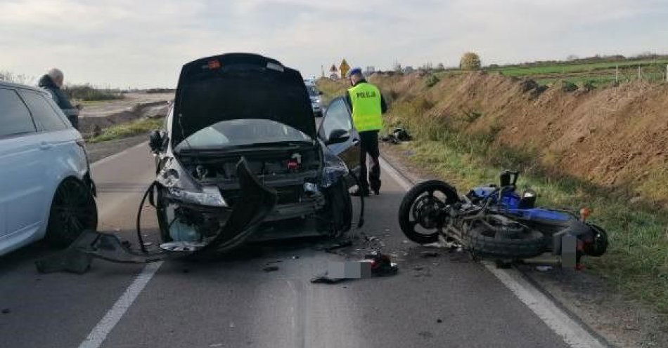 zdjęcie: Wypadek z udziałem motocyklisty / fot. KPP Janów Lubelski