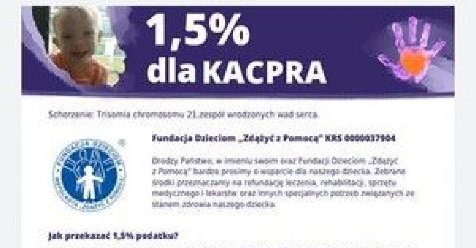 zdjęcie: 1,5 % dla Kacperka Sobieskiego syna ostrowskiego policjanta / fot. KPP w Ostrowi Mazowieckiej