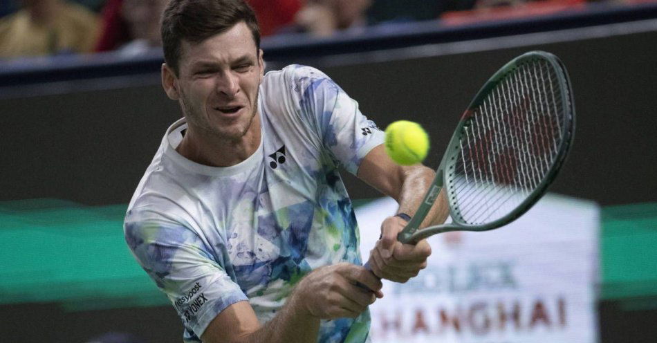 zdjęcie: Hubert Hurkacz w półfinale turnieju ATP w Szanghaju / fot. PAP