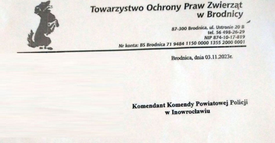 zdjęcie: Towarzystwo Ochrony Praw Zwierząt z Brodnicy dziękuje dzielnicowemu / fot. KPP Inowrocław